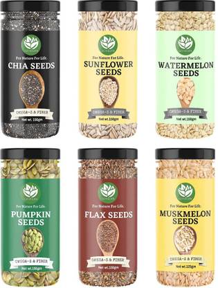 go vegan Combo of Chia, Pumpkin, Sunflower, Flax, Watermelon Muskmelon Seeds Pumpkin Seeds, Sunflower Seeds, Chia Seeds, Watermelon Seeds, Muskmelon Seeds, Golden Flax Seeds