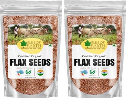 Bliss of Earth 2X200gm USDA Organic Flax Seeds For Eating, Raw Alsi Seeds Brown Flax Seeds