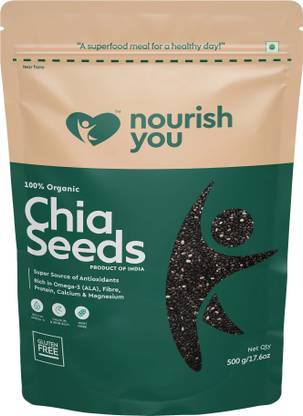 Nourish You Raw Chia Seeds with Omega 3, Calcium Rich, Zinc and Fiber for Weight Loss Black Chia Seeds
