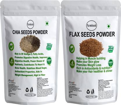Farmhook Combo of Chia and Flax seeds Powder for weight loss-( 113 g EACH) Pumpkin Seeds, Chia Seeds