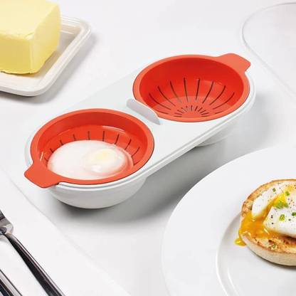 Honch Boiled Egg Cooker Microwave Poacher Double Cup Dual Silicone Microwave Kitchen Boiled Microwave Egg Cooker