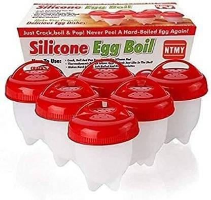 SEAVOKES Silicone Egg Boil - Egg Cooker,Hard and Soft Make,No Shell,Egg Boiled Cooker Mould,Non Stick Silicone,Egg Boiler,Egg Cups,Egg Poachers,Easy Life,BPA Free Happy Breakfast(6 Pack) Egg Cooker