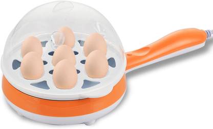 Alpyog 2 in 1 Sigle Layer Egg Omelet Boiler Automatic Shut Off Electric Boiler Steamer Non Stick Frying Pan - ORANGE Egg Cooker