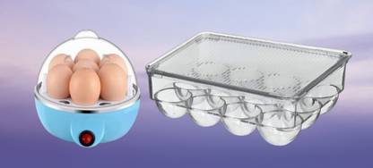 Da Novira 12 Grid Egg Storage & 7 Egg Boiler(Soft, Medium,Hard)For Fast Steaming & Boiling 12 Grid Egg Storage Box Combo With 7 Egg Boiler For Fast Steaming & Boiling_23 Egg Cooker