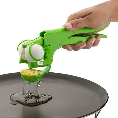 Heart Home Plastic Egg Cracker with Detachable Separator for Kitchen|Green Plastic Egg Separator
