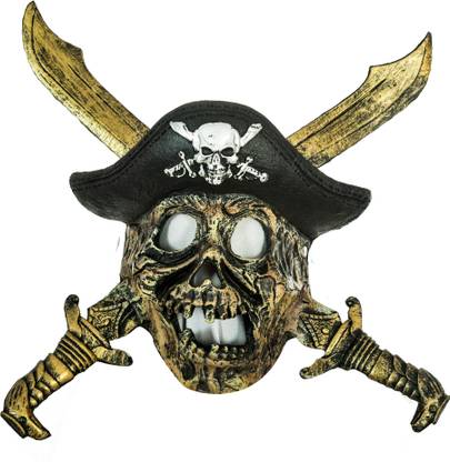 Brown Leaf Halloween Realistic Looking Pirate Skull Face Theme Mask Costume Props Elders Halloween Costume