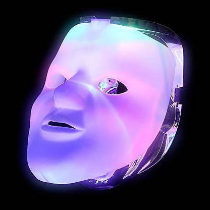 Mozlly White Led Light Up Skull Flip Double Costume Mask - Adjustable Strap Neon Elders Halloween Costume