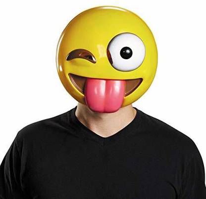 Disguise Emoji Mask Costume Accessory,Yellow,One Size Elders Halloween Costume