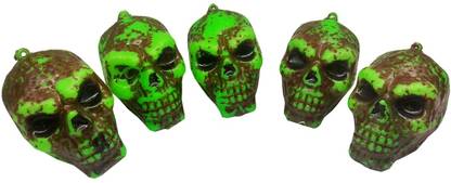 Brown Leaf Scary Medium Skulls Human Skeleton Head Skull(Medium Green Skull 5 PCs Set) Elders Halloween Costume