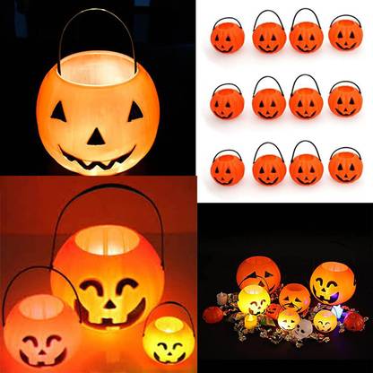 Brown Leaf Halloween Pumpkin jack-O-Lantern Plastic Buckets Elders Halloween Costume