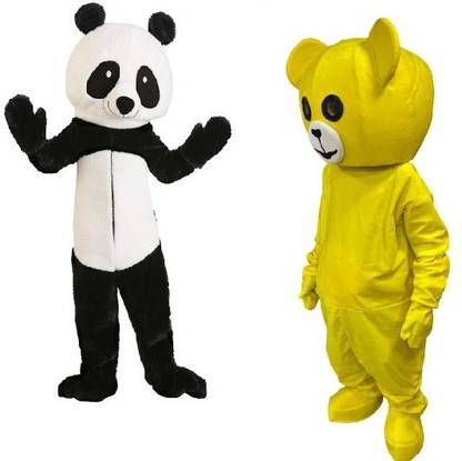Enjoyfashions Teddy Bear Yellow & panda Full Costume Mascot For Prank or Birthday Elders Halloween Costume