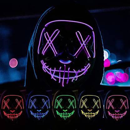 KVISTER Purge Mask Light Up, Led Halloween Masks, Scary Costume Masks With 3 Light Elders Halloween Costume