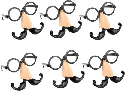 Brown Leaf Halloween Glasses Props Nose Mustache Funny Set of 6 Disguise Set Party Props Elders Halloween Costume