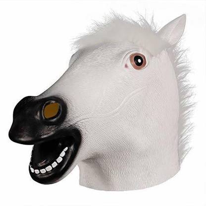 molezu Brown Horse Mask,Creepy Horse Head Mask,Rubber Latex Animal Elders Halloween Costume