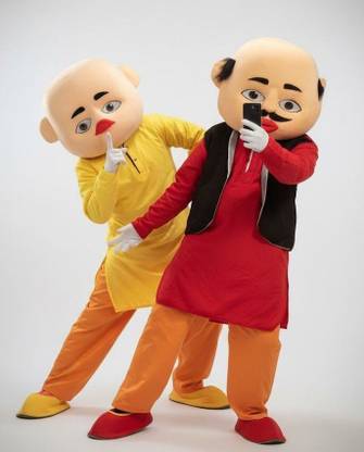 BGT Full-Body Motu and Patlu Mascot Costumes For Halloween Pranks Elders Halloween Costume