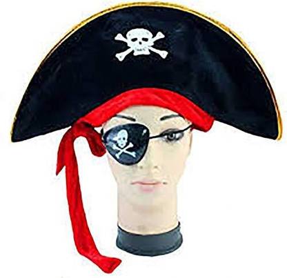 Brown Leaf Pirate Cap with eye patch For Halloween Scary Horror Pirate Theme Party Props Elders Halloween Costume