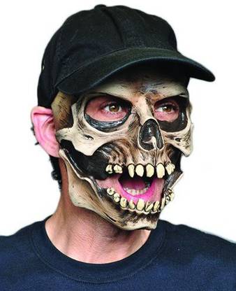 Zagone Studios Zagone Skull Cap Mask, Skeleton & Baseball Cap, Moving Mouth Elders Halloween Costume