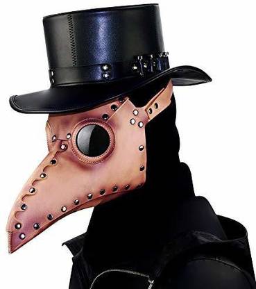 duduta Leather Plague Doctor Mask Steampunk Black Death Bird Mask Long Beak Elders Halloween Costume