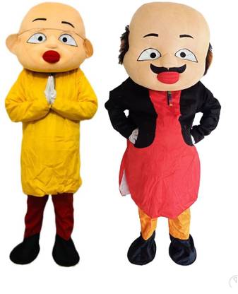 BGT Combo Fancy Motu and Patlu Cartoon Full Costume Mascot For Prank or Birthday Elders Halloween Costume