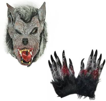 Brown Leaf Halloween Latex Realistic Face mask Full Head Cover +Pair Of Scary Gloves Holi Elders Halloween Costume