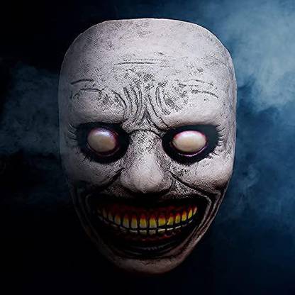 JOYKI Creepy Halloween Mask,Smiling Demons,3D Realistic Latex Human Face Elders Halloween Costume