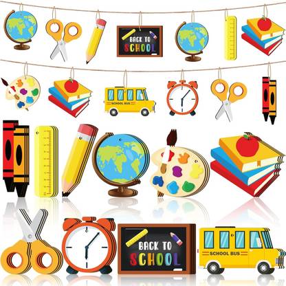HASTHIP Back To School Classroom Party Wooden Hanging 30 Pieces Set Elders Halloween Costume
