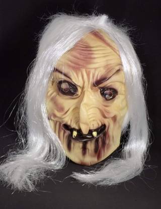 Brown Leaf Haunted Face Wrinkles Old Witch Female Mask Adult Halloween Party Mask Props Elders Halloween Costume