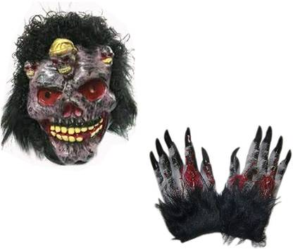 Brown Leaf fancy face mask with halloween horror gloves holi halloween festival costume Elders Halloween Costume
