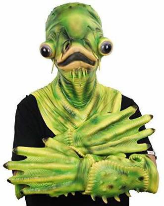 molezu Halloween Costume Fish Head Party Mask Green Adult Animal Cosplay Prop Elders Halloween Costume
