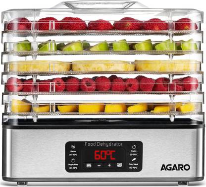 AGARO Regal Food Dehydrator, 5 Stackable Stainless Steel Trays, Electric Food Dehydrator