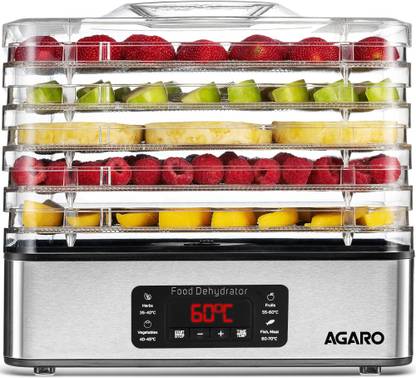 AGARO Regal Food Dehydrator, 5 Stackable Stainless Steel Trays, Electric Food Dehydrator