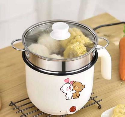 CREATION BAZAAR Multiifunction Mini Non-Stick Cooker with Glass Lid Base Concealed Cooking Pot Rice Cooker, Travel Cooker, Egg Boiler, Egg Cooker