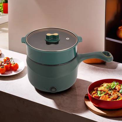 KUBER INDUSTRIES 1.8 Liters 450W Non-stick Electric Multi Cooker Electric Kettle (Green) Food Steamer