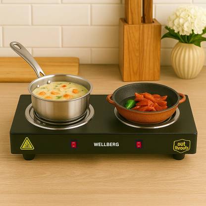 Wellberg 2000W Dual Burner Electric Hot Plate | Energy-Efficient Portable Stove for Easy Electric Cooking Heater