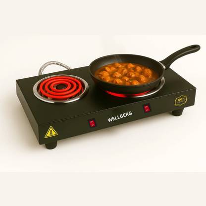 Wellberg Smart Kitchen Companion – 2000W Dual Coil Hot Plate for Quick & Compact Cooking Electric Cooking Heater