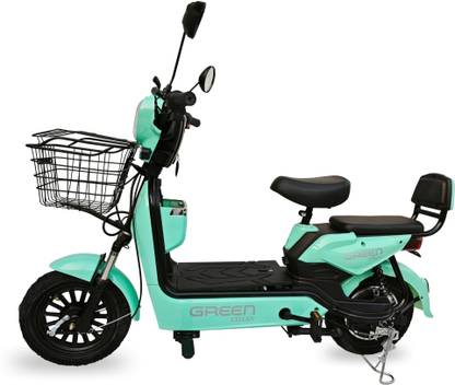 Green Udaan Electric Scooter for Adult’s with Portable Rechargeable Battery 10 inches Single Speed Lead-acid (SLA) Electric Cycle