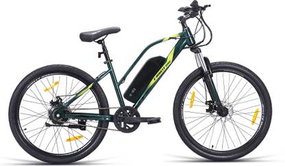 Ninety one Z5 7.8Ah Battery Front Suspension 250 Watt IP65 BLDC Motor Black Green 26 inches Single Speed Lithium-ion (Li-ion) Electric Cycle