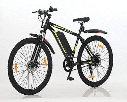 Autoline ESpeed Electric Cycle Dual Disk Brake Steel Frame Unisex - Adult Yellow & Black 27.5 inches Single Speed Lithium-ion (Li-ion) Electric Cycle