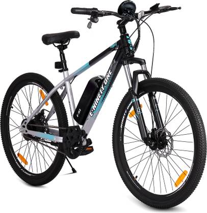 Ninety one WOLVERINE X 10.4Ah Battery Front Suspension 250 Watt IP65 BLDC Motor Silver Blue 27.5 inches Single Speed Lithium-ion (Li-ion) Electric Cycle