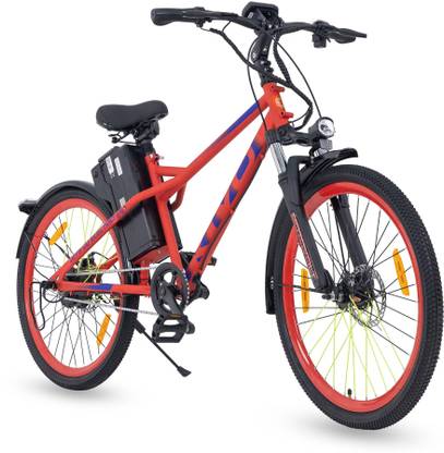 Motovolt Kivo standard Mid Range Red 26 inches Single Speed Lithium-ion (Li-ion) Electric Cycle