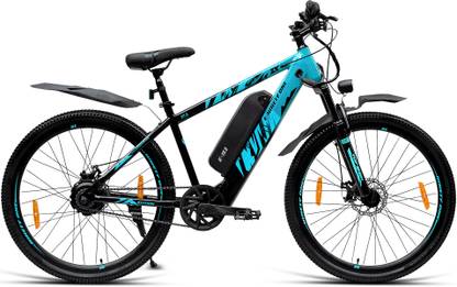 Ninety one ZX 10.4Ah Battery | Front Suspension | 250Watts IP65 BLDC Motor| Black Turquoise 27.5 inches Single Speed Lithium-ion (Li-ion) Electric Cycle