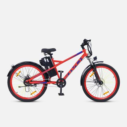 Motovolt Kivo standard Mid Range Red 26 inches Single Speed Lithium-ion (Li-ion) Electric Cycle