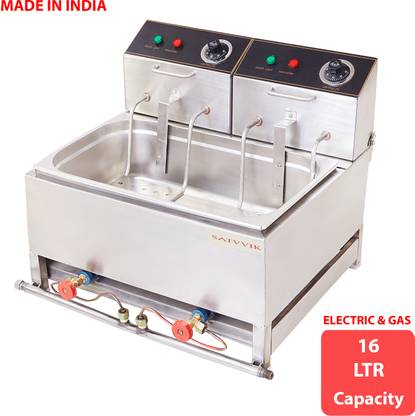 satvvik 16 Ltr DEEP FRYER Electric and Gas with heavy fry basket for home, restaurants 16 L Electric Deep Fryer