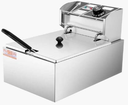 FUZION 6 Liters 2500W Commercial Single Electric Fryer, Silver 6 L Electric Deep Fryer