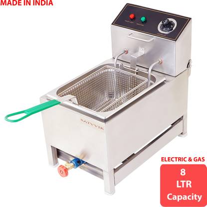 satvvik 8 LTR DEEP FRYER ELECTRIC AND GAS 8 L Electric Deep Fryer