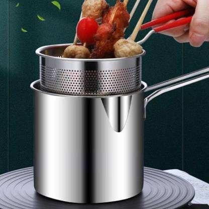 Gadhiya mart Stainless Steel Detachable Fryer Pan with Strainer 1.5 L Electric Deep Fryer