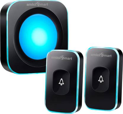 amiciSmart Doorbell with 2*Transmitter and Touch Button, 120m Range Call Bell with 36 Chime Wireless Door Chime