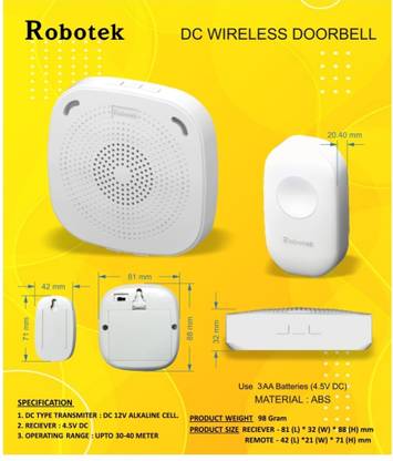 Robotek ROBOTEK DC Wireless doorbell Wireless Door Chime