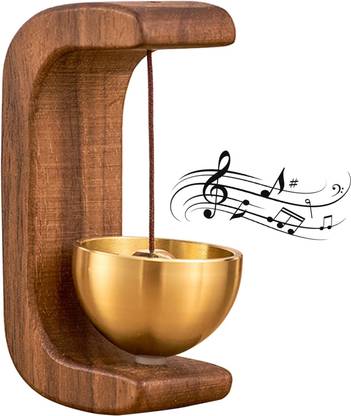 Zomei Wooden Door Chime Beech Wooden Brass Bell Dopamine Doorbell for Home Shop Office Wireless Door Chime