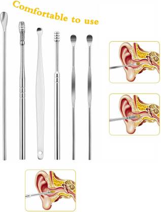Taxila 6 Pcs Ear Cleaning Tools kit Stick Set Spring Curette Earwax Remover Ear Cleaner Electric Ear Cleaner